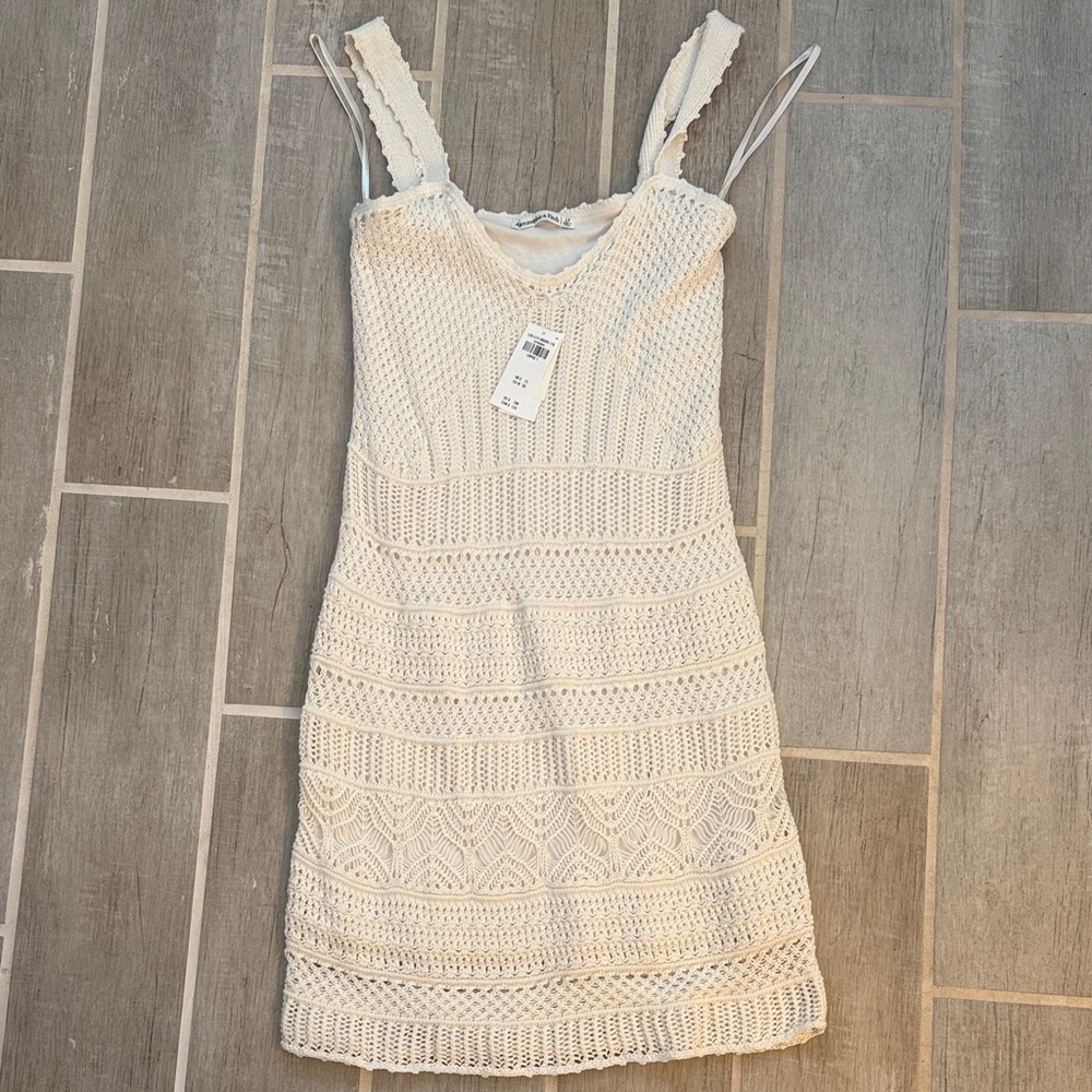 Abercrombie & Fitch Ivory Knit Mini Dress